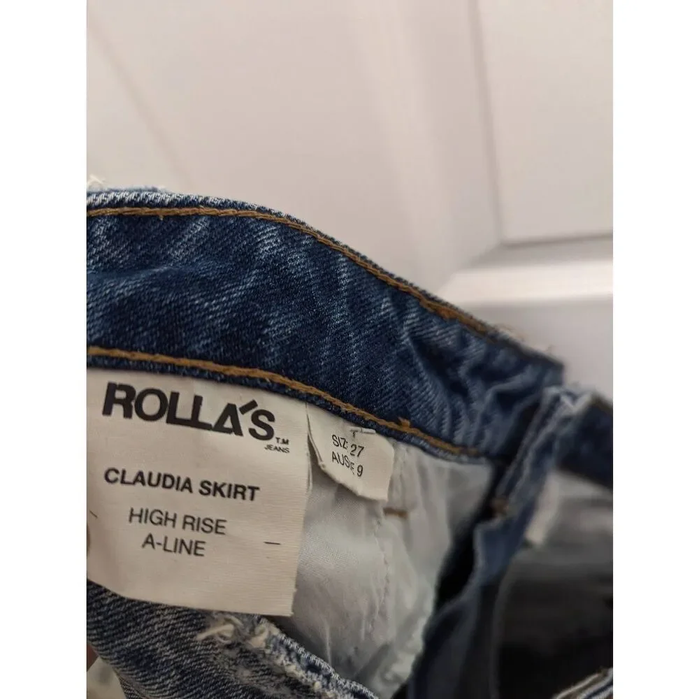 Rolla's Cutoff high waist denim mini skirt size